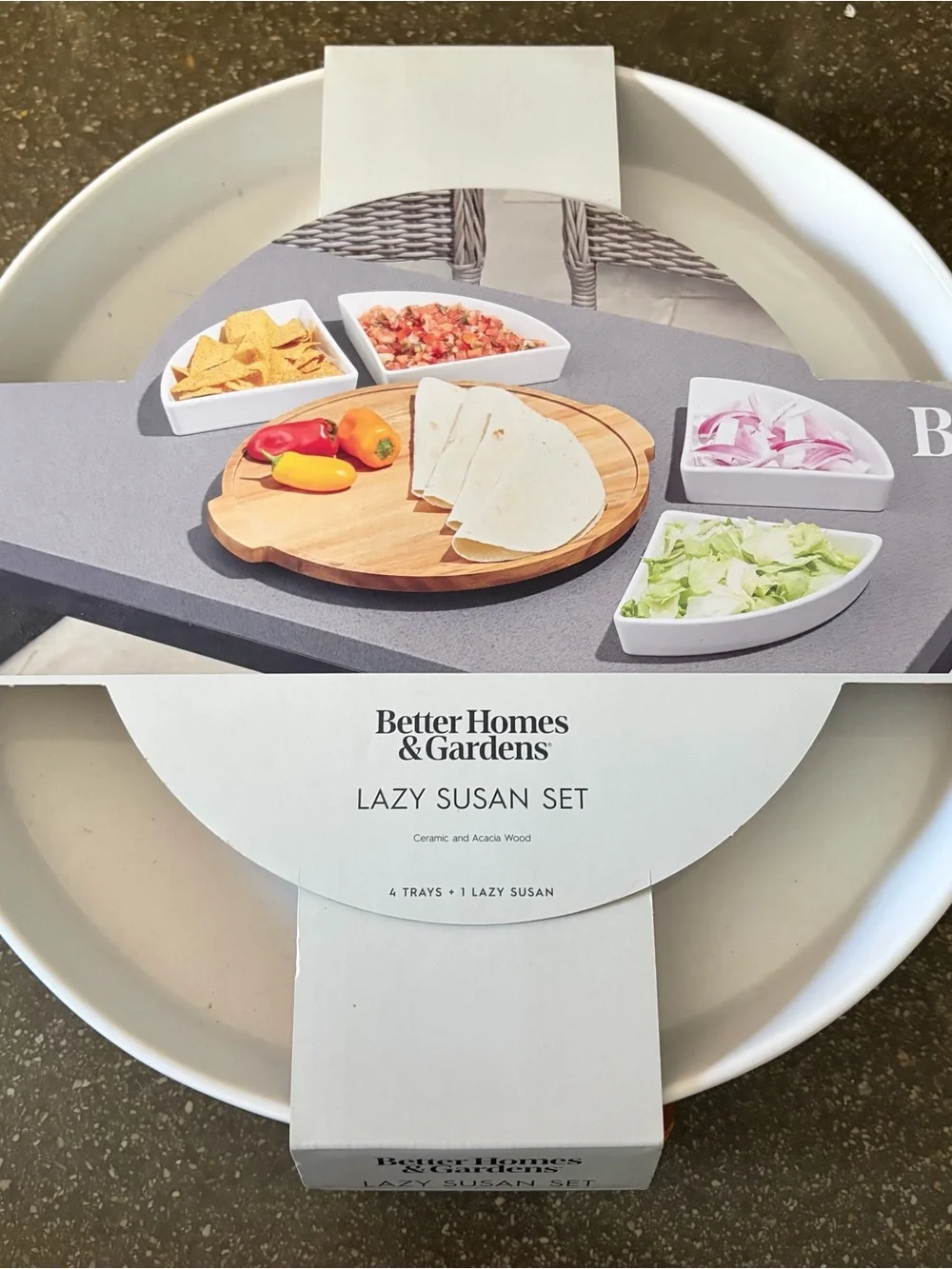 NEW Better Homes & Gardens Lazy Susan Set - White and Wood